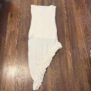 Blue Blush Ivory Knit Skirt with Ruffle Detail